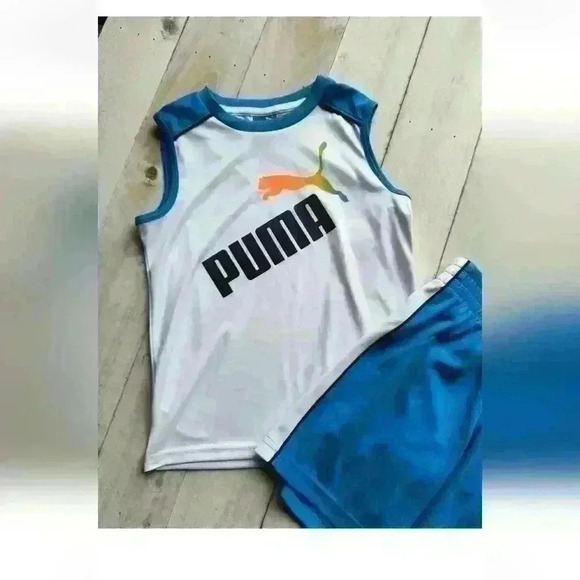 NWT Neon Puma Graphics Tank Top And Shorts Set Boys Size 5 - Picture 3 of 6